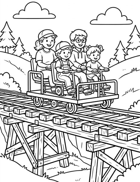 Railbike Ride coloring page