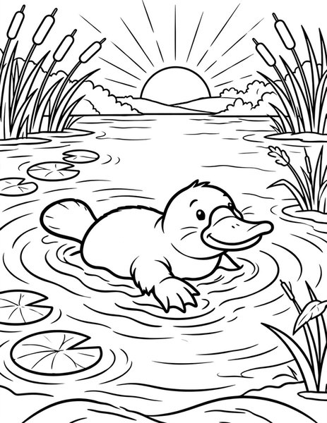 Platypus Paddle coloring page