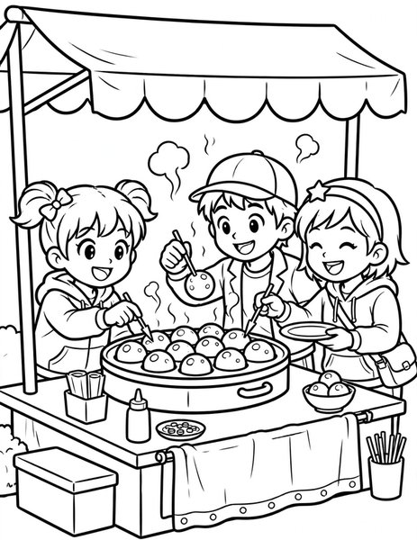 Takoyaki Party coloring page