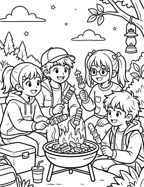 Yakitori Night coloring page