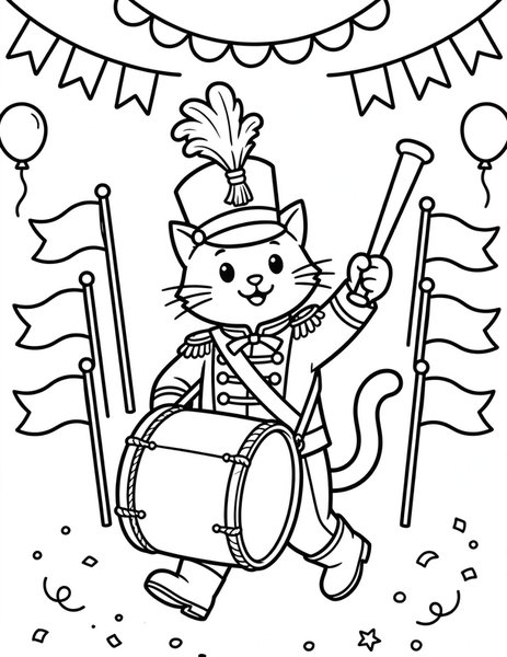 Cat Marching Band coloring page