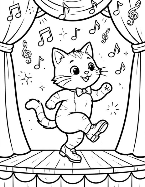 Cat Tap Dancer coloring page