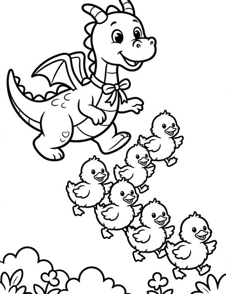 Waddling Ducklings coloring page