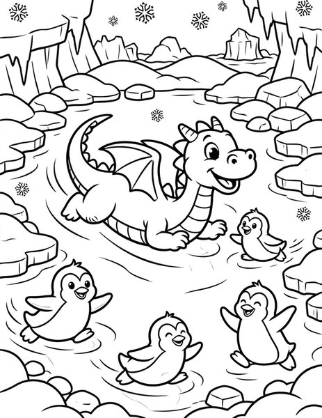 Penguin Belly Slide coloring page