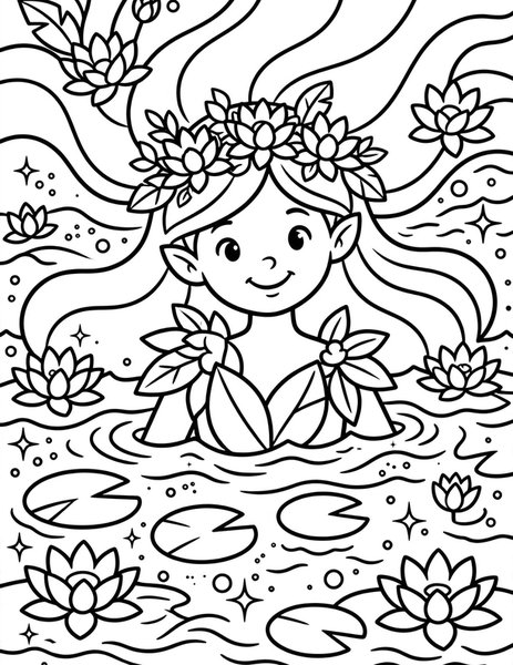 River Nymph coloring page