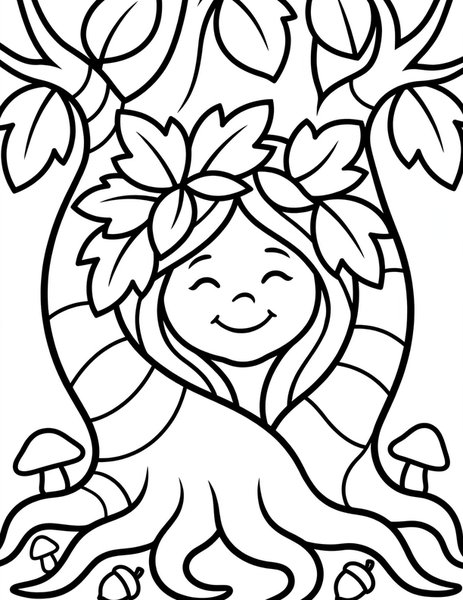 Dryad Tree coloring page