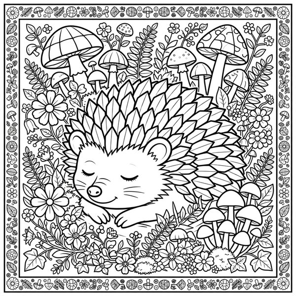 Hedgehog Garden coloring page