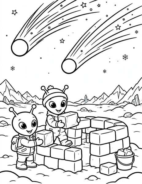 Alien Snow Fort coloring page