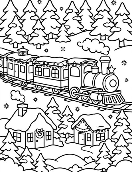 Holiday Train Lights coloring page