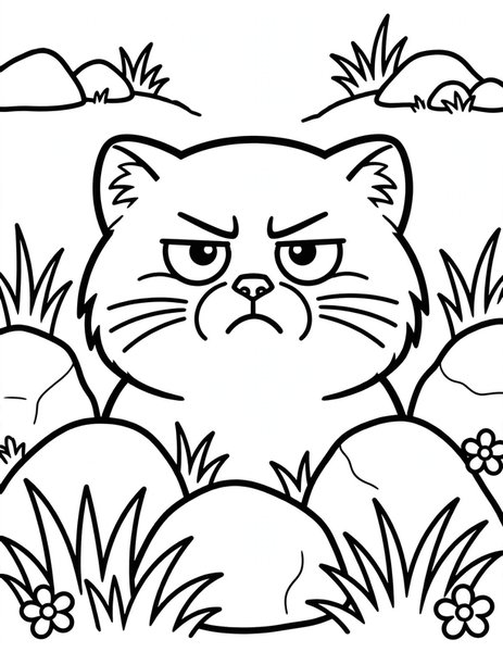 Pallas Cat Stare coloring page