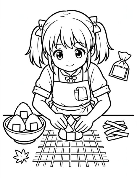 Onigiri Shapes coloring page