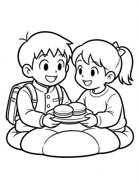 Dorayaki Share coloring page