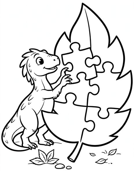 Troodon Puzzle Time coloring page