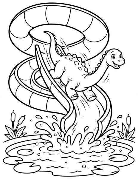 Diplodocus Slip and Slide coloring page
