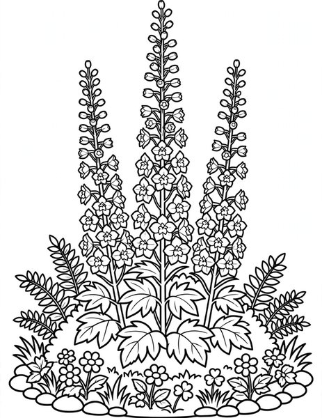 Delphinium Tower coloring page
