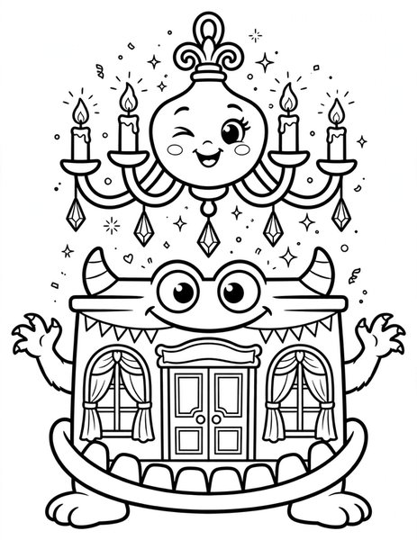 Winking Chandelier coloring page