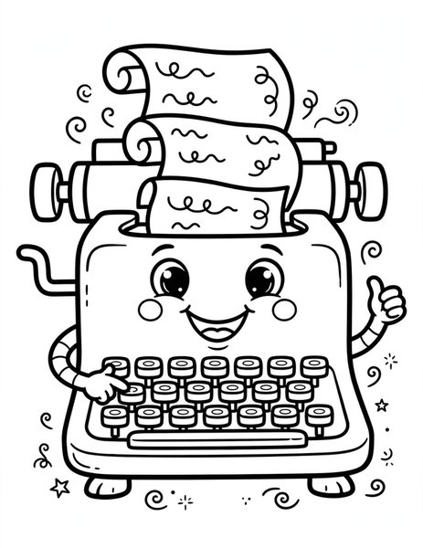 Talkative Typewriter coloring page