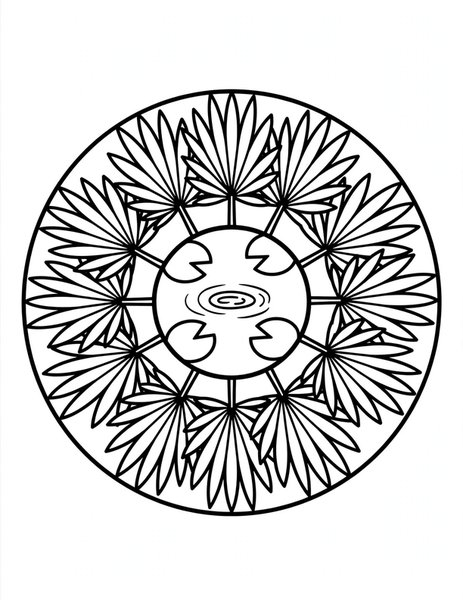 Oasis Palm Mandala coloring page