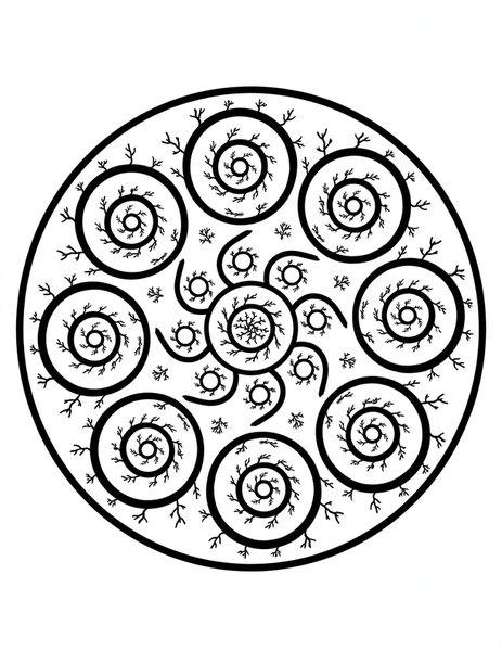 Tumbleweed Swirl Mandala coloring page