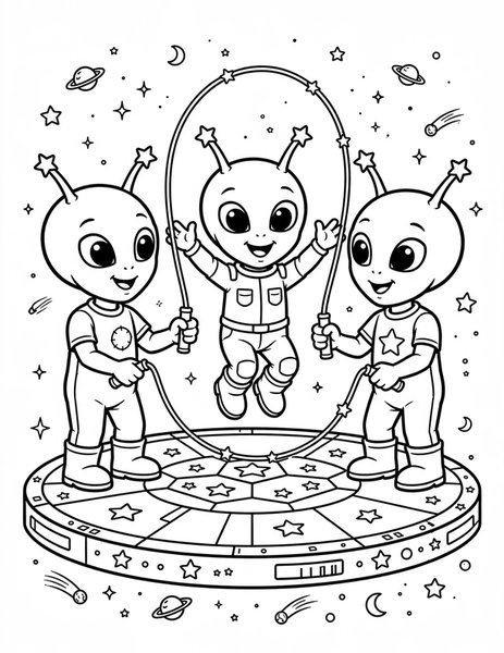 Alien Jump Rope coloring page
