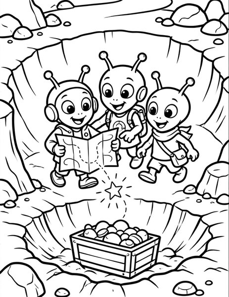 Alien Treasure Hunt coloring page