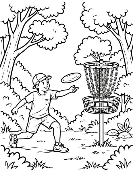 Disc Golf Throw coloring page