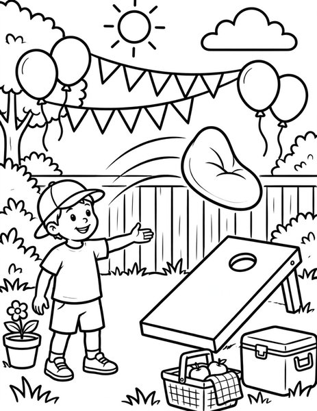 Cornhole Toss coloring page