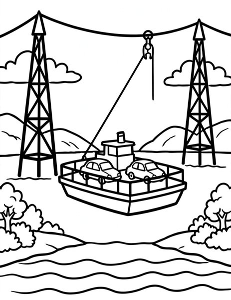 Cable Ferry Cross coloring page
