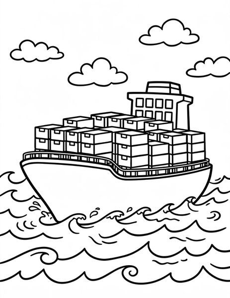 Container Ship Cargo coloring page