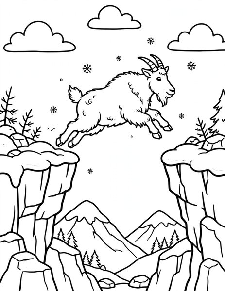 Mountain Goat Leap coloring page
