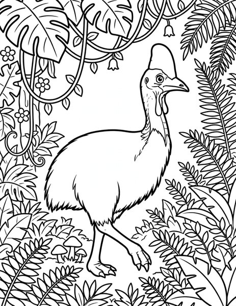 Cassowary Strut coloring page