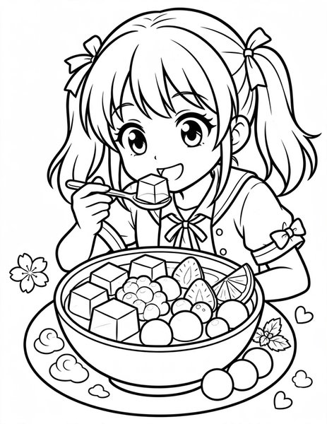 Anmitsu Cup coloring page