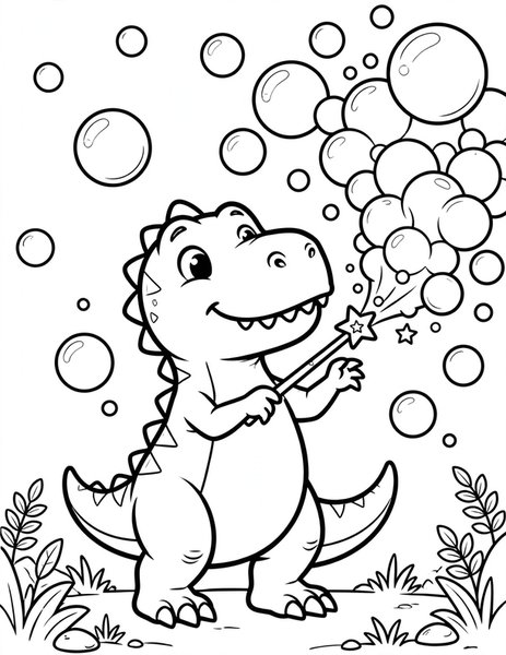 T-Rex Bubble Wand coloring page