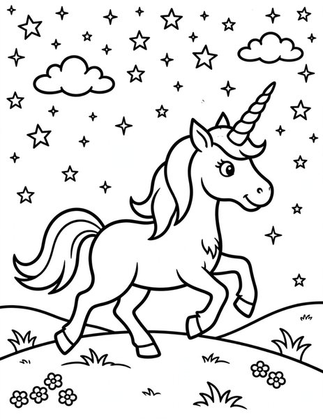 Midnight Unicorn coloring page