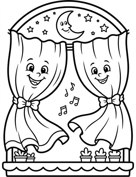 Dancing Curtains coloring page