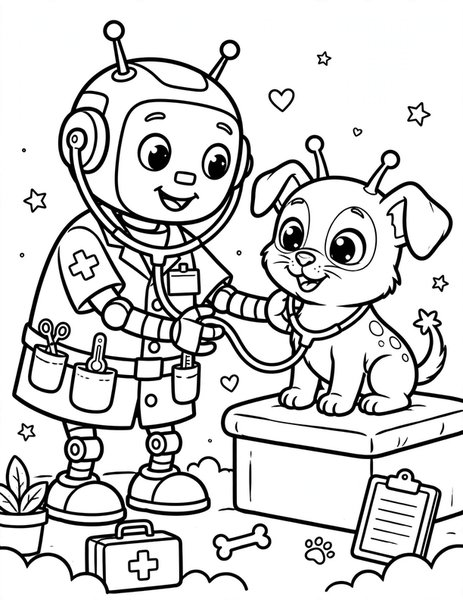 Robot Pet Vet coloring page