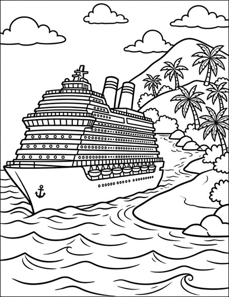 Cruise Ship Sail coloring page