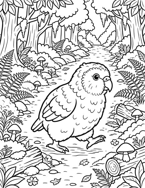 Kakapo Wobble coloring page