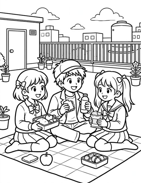 Rooftop Bento coloring page