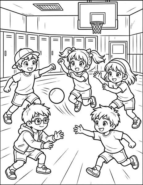 Dodgeball P.E. coloring page