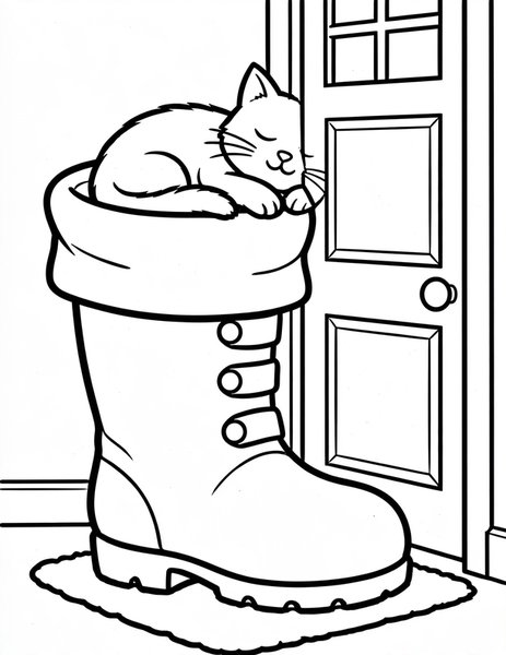 Cat in a Boot coloring page