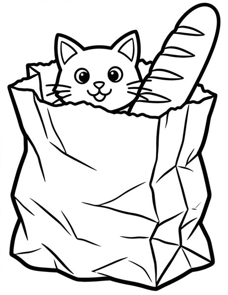 Cat in a Paper Bag coloring page
