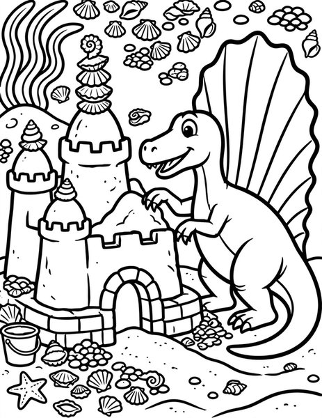 Spinosaurus Sandcastle coloring page