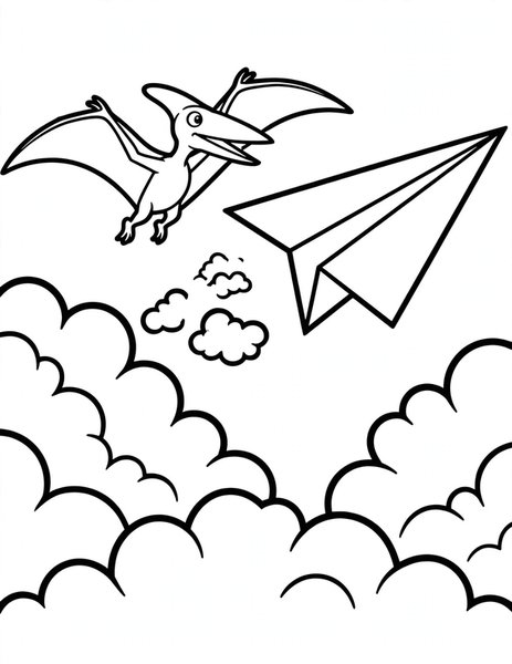 Pteranodon Paper Plane coloring page