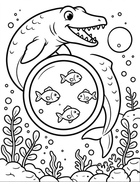 Mosasaurus Bubble Ring coloring page