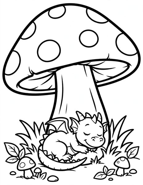 Mushroom Dragon coloring page