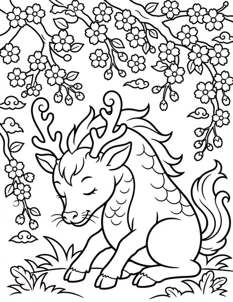 Kirin Blessing coloring page