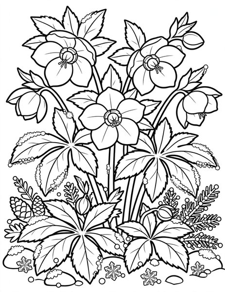 Hellebore Winter Bloom coloring page