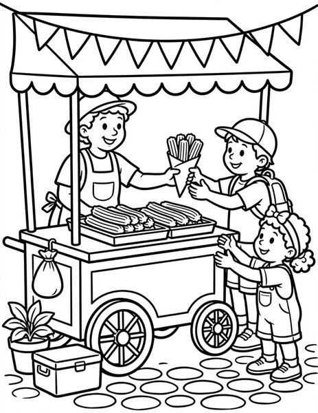 Churro Stand coloring page