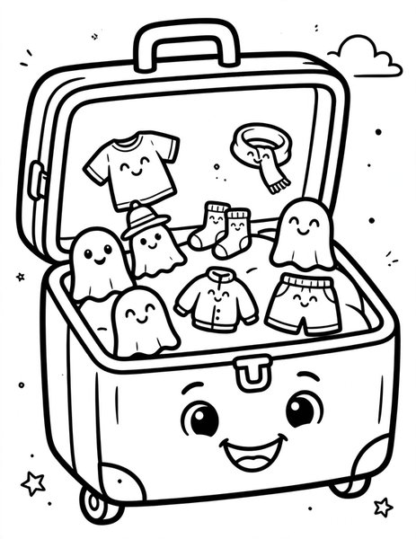 Smiling Suitcase coloring page